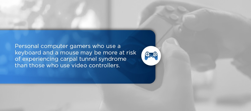 How to Prevent Carpal Tunnel Syndrome While Gaming personal computer gamers who use a keyboard and a mouse may be more at risk of experiencing carpal tunnel syndrome than those who use video controllers