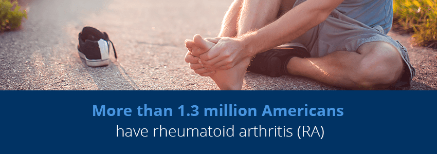 man experiencing rheumatoid arthritis in foot