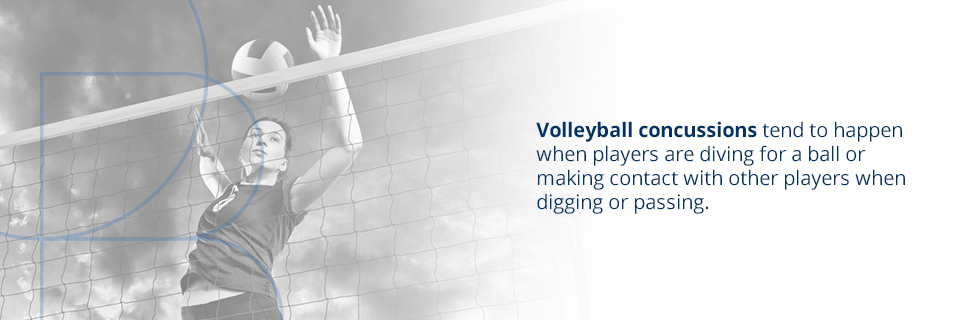 Volleyball Concussions volleyball concussions tend to happen when players are diving for the ball or making contact with other players when digging or passing